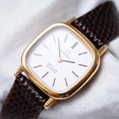 Omega De Ville: Vintage Ladies Watch 70s Golden Cushion Case