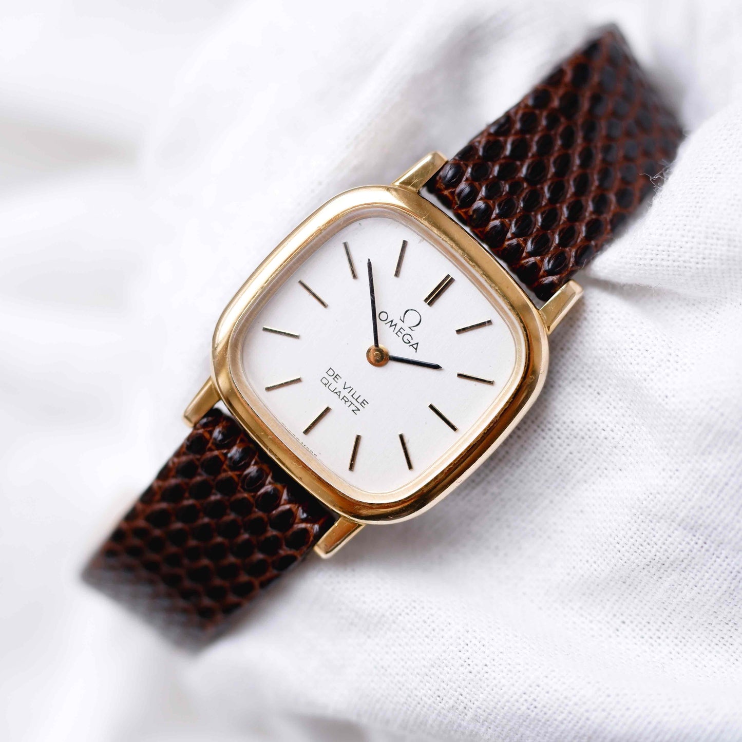 Omega De Ville: Vintage Ladies Watch 70s Golden Cushion Case