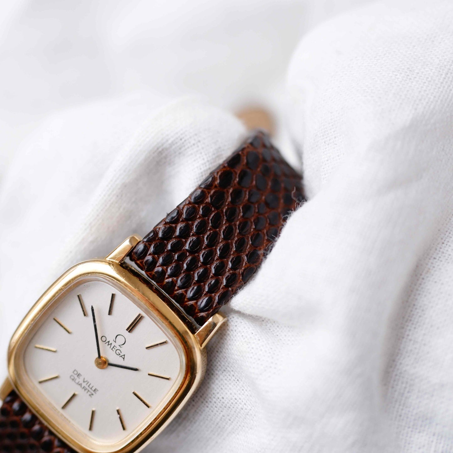 Omega De Ville: Vintage Ladies Watch 70s Golden Cushion Case