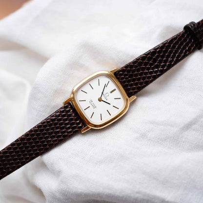 Omega De Ville: Vintage Ladies Watch 70s Golden Cushion Case