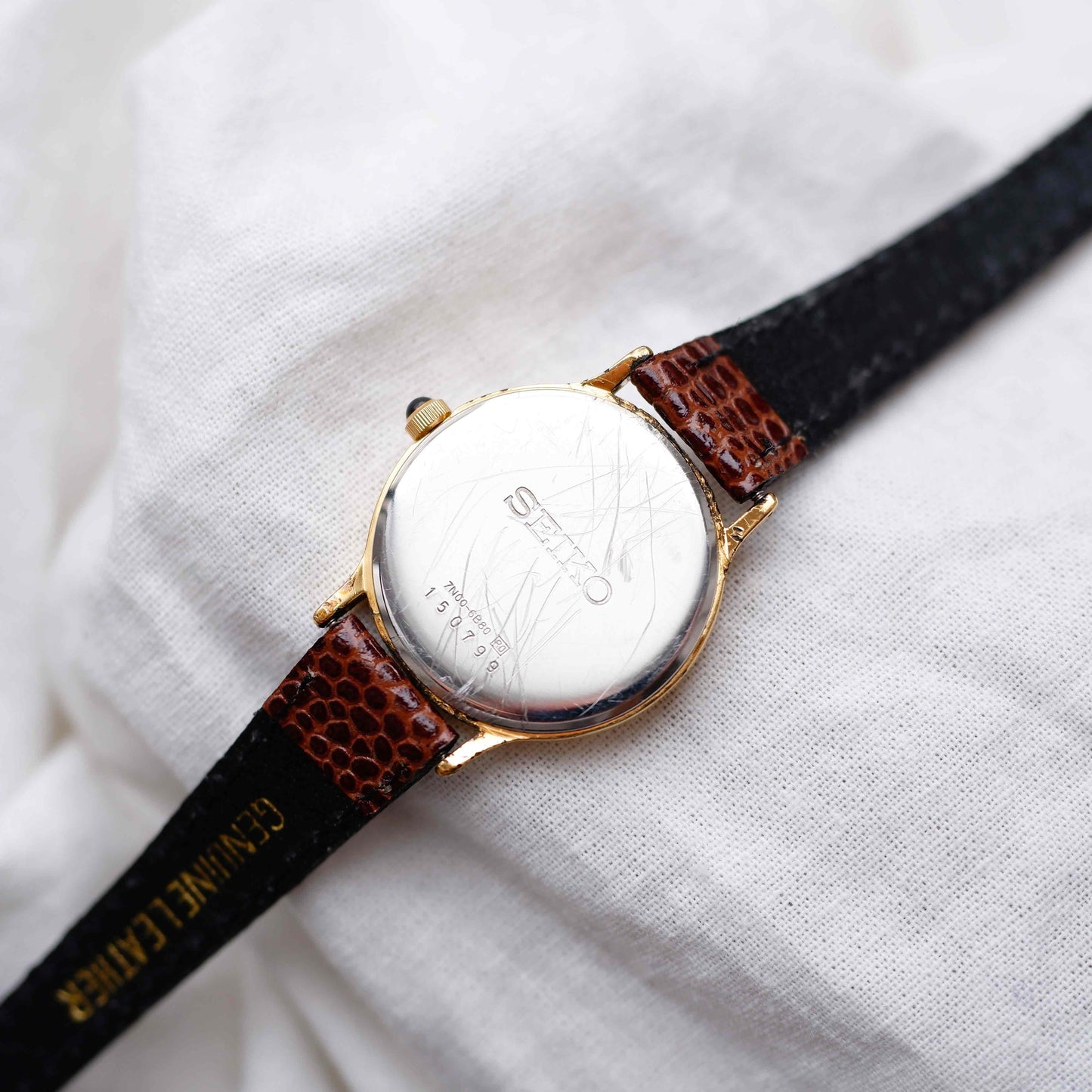 Seiko Vintage Watch: Ladies 80s Gold with Sunburst Champagne Dial