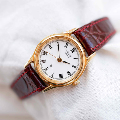 Citizen Cocktail Watch: Vintage Dainty Ladies 90s Golden with White Dial