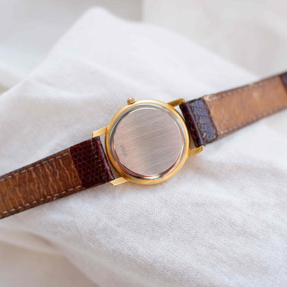 Eterna Vintage Watch: Ladies 90s Gold with Burgundy Colored Dial