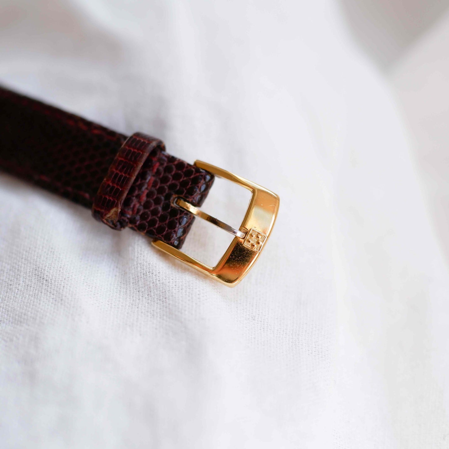 Eterna Vintage Watch: Ladies 90s Gold with Burgundy Colored Dial