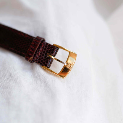 Eterna Vintage Watch: Ladies 90s Gold with Burgundy Colored Dial