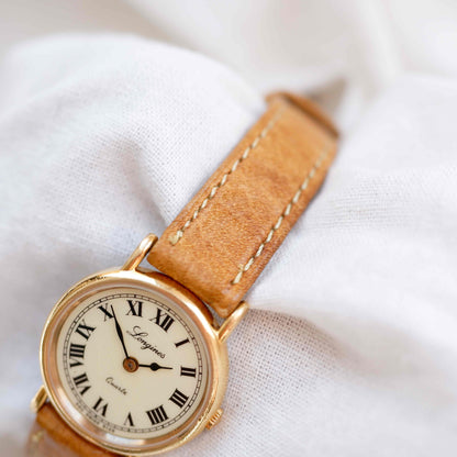 Longines Vintage Watch: Dainty Ladies 80s Golden with Ivory Dial