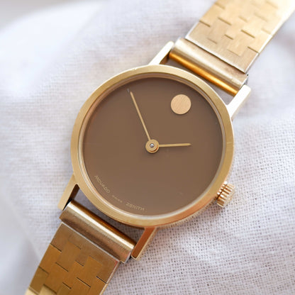 Movado by Zenith Museum: Vintage Mechanical Ladies 70s Gold Brown Dial