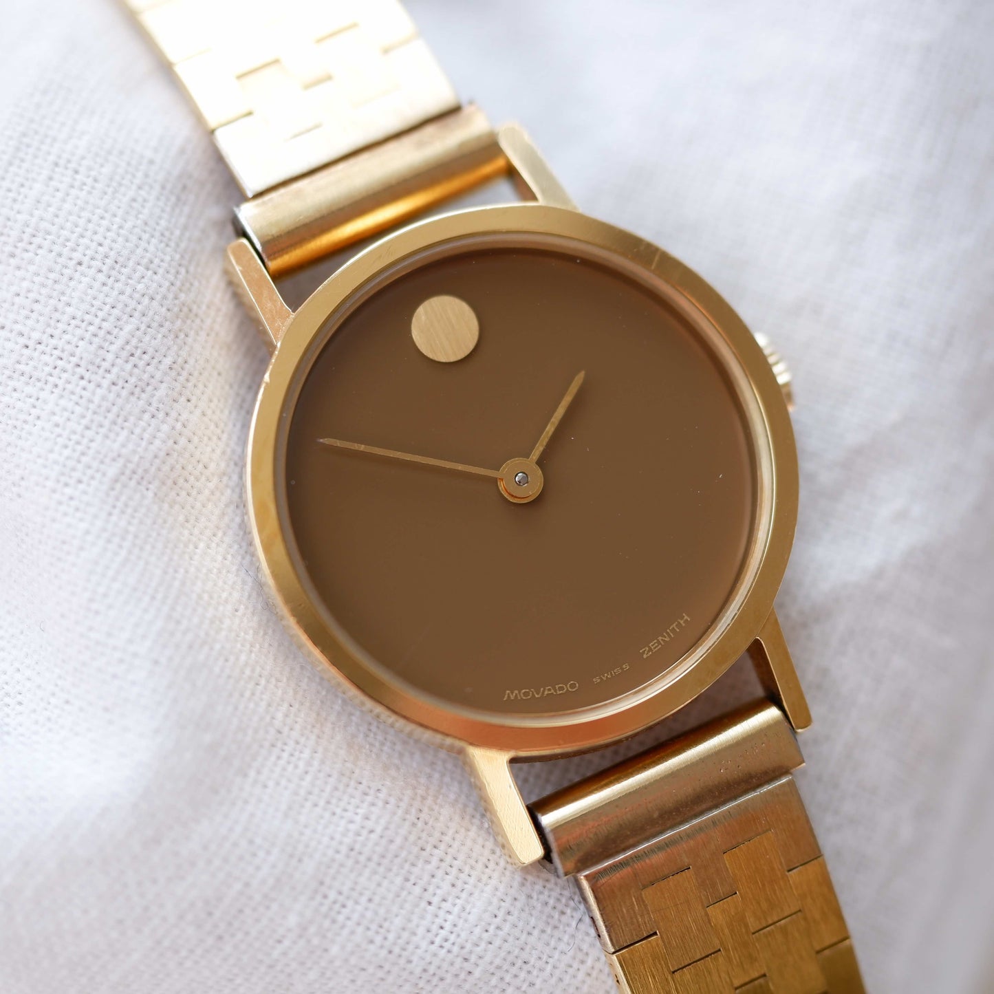 Movado by Zenith Museum: Vintage Mechanical Ladies 70s Gold Brown Dial