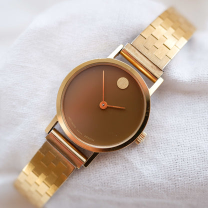 Movado by Zenith Museum: Vintage Mechanical Ladies 70s Gold Brown Dial