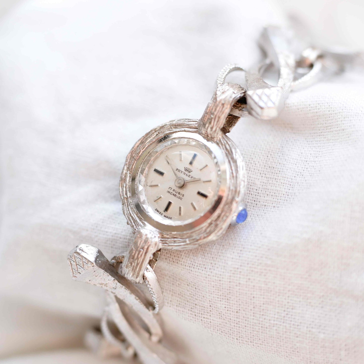 Pringeps Cocktail Watch: Vintage Ladies 60s Silver with Mechanical Movement
