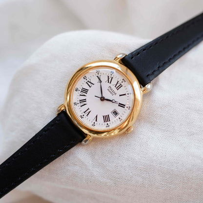 Pulsar Vintage Watch: Ladies 80s Gold Roman Numerals