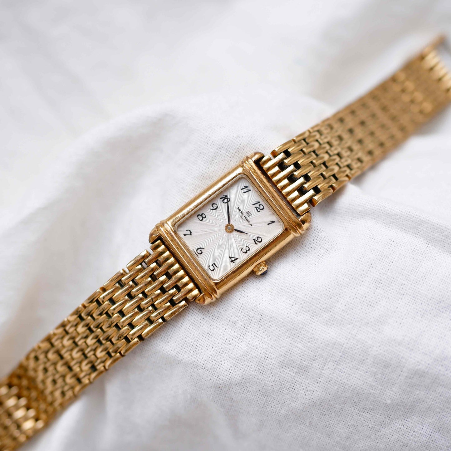 Michel Herbelin Tank: Vintage Ladies Cocktail Watch 90s Golden Roman Dial