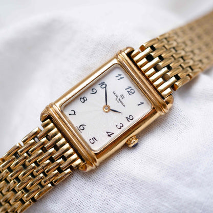 Michel Herbelin Tank: Vintage Ladies Cocktail Watch 90s Golden Roman Dial