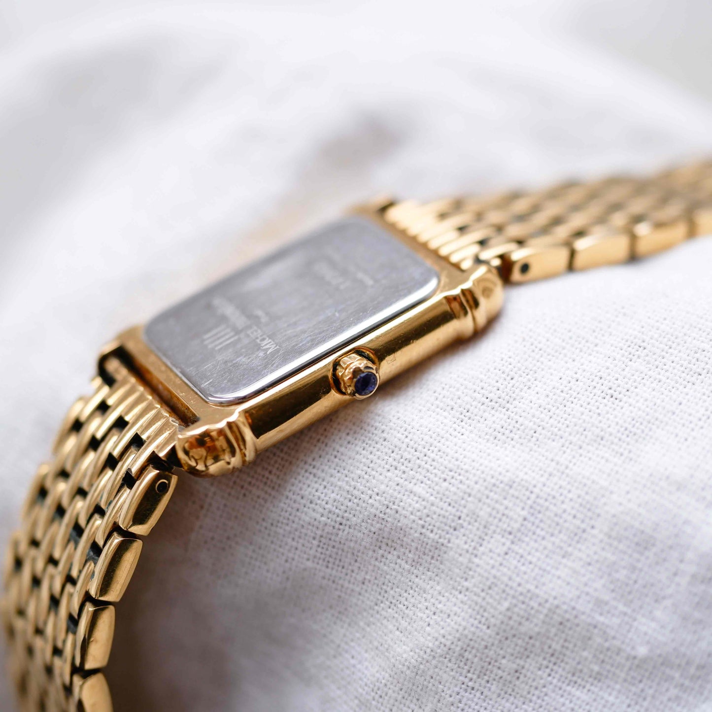 Michel Herbelin Tank: Vintage Ladies Cocktail Watch 90s Golden Roman Dial