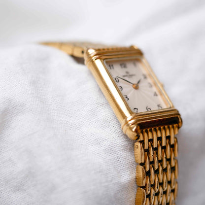 Michel Herbelin Tank: Vintage Ladies Cocktail Watch 90s Golden Roman Dial
