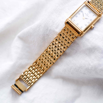 Michel Herbelin Tank: Vintage Ladies Cocktail Watch 90s Golden Roman Dial