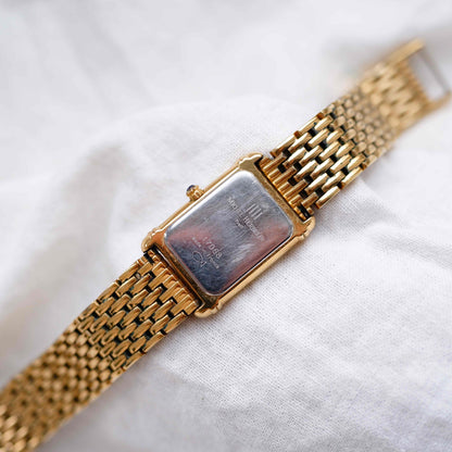 Michel Herbelin Tank: Vintage Ladies Cocktail Watch 90s Golden Roman Dial