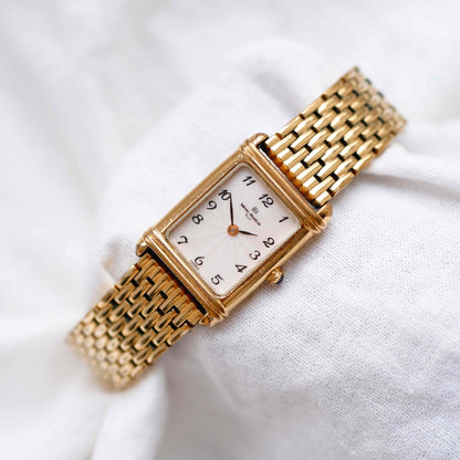 Michel Herbelin Tank: Vintage Ladies Cocktail Watch 90s Golden Roman Dial
