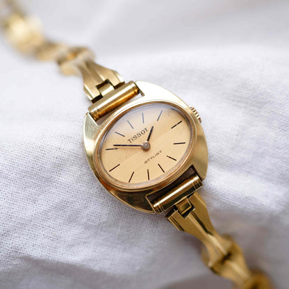 Tissot Cocktail Watch: Ladies 70s Mechanical Iconic with Golden Dial - Mint