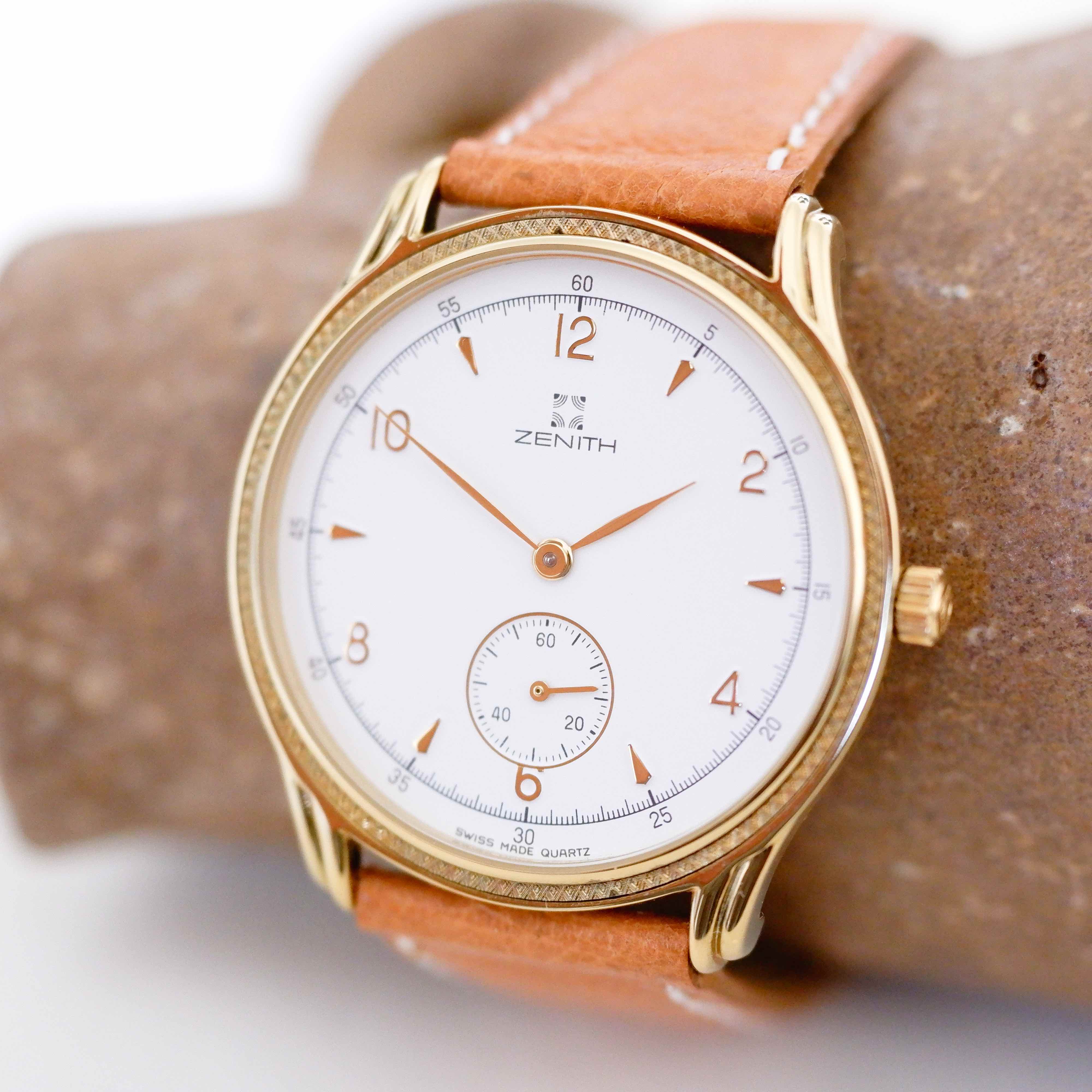 Zenith Vintage Watch: Ladies 90s Gold with White Dial Small Second