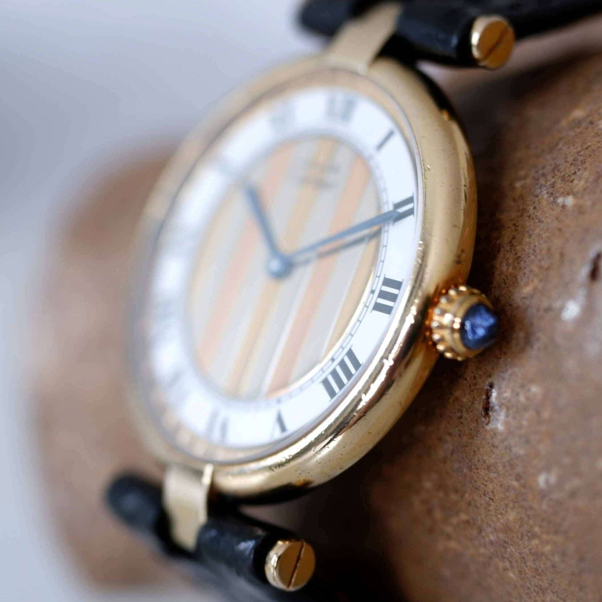 Cartier Vermeil Ronde Trinity Vintage Ladies Watch with Roman Numerals | Side View Right