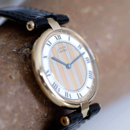 Cartier Vermeil Ronde Trinity Vintage Ladies Watch with Roman Numerals | Slight Left Side