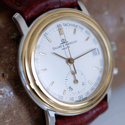 Baume Mercier Tachymeter: Vintage Ladies Watch 90s Golden Two Tone Iconic