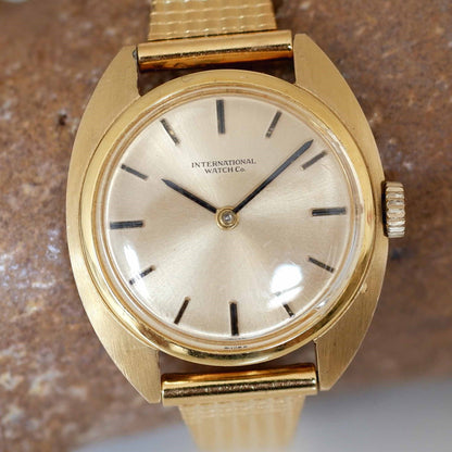 IWC Vintage Ladies Watch: 60s Golden Iconic, Gold Dial Mechanical | Second Front Side