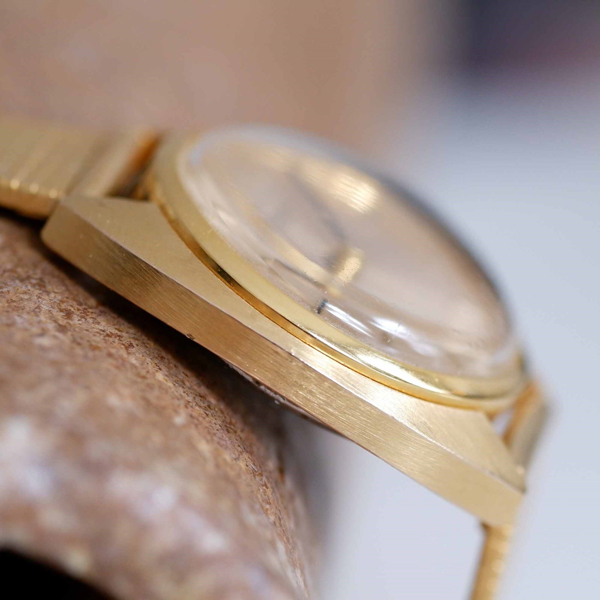 IWC Vintage Ladies Watch: 60s Golden Iconic, Gold Dial Mechanical | Side View Left