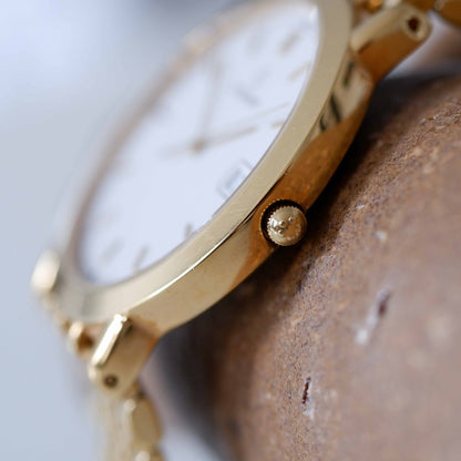 Eterna Vintage Ladies Watch: 90s Golden Iconic with White Dial | Side View Right