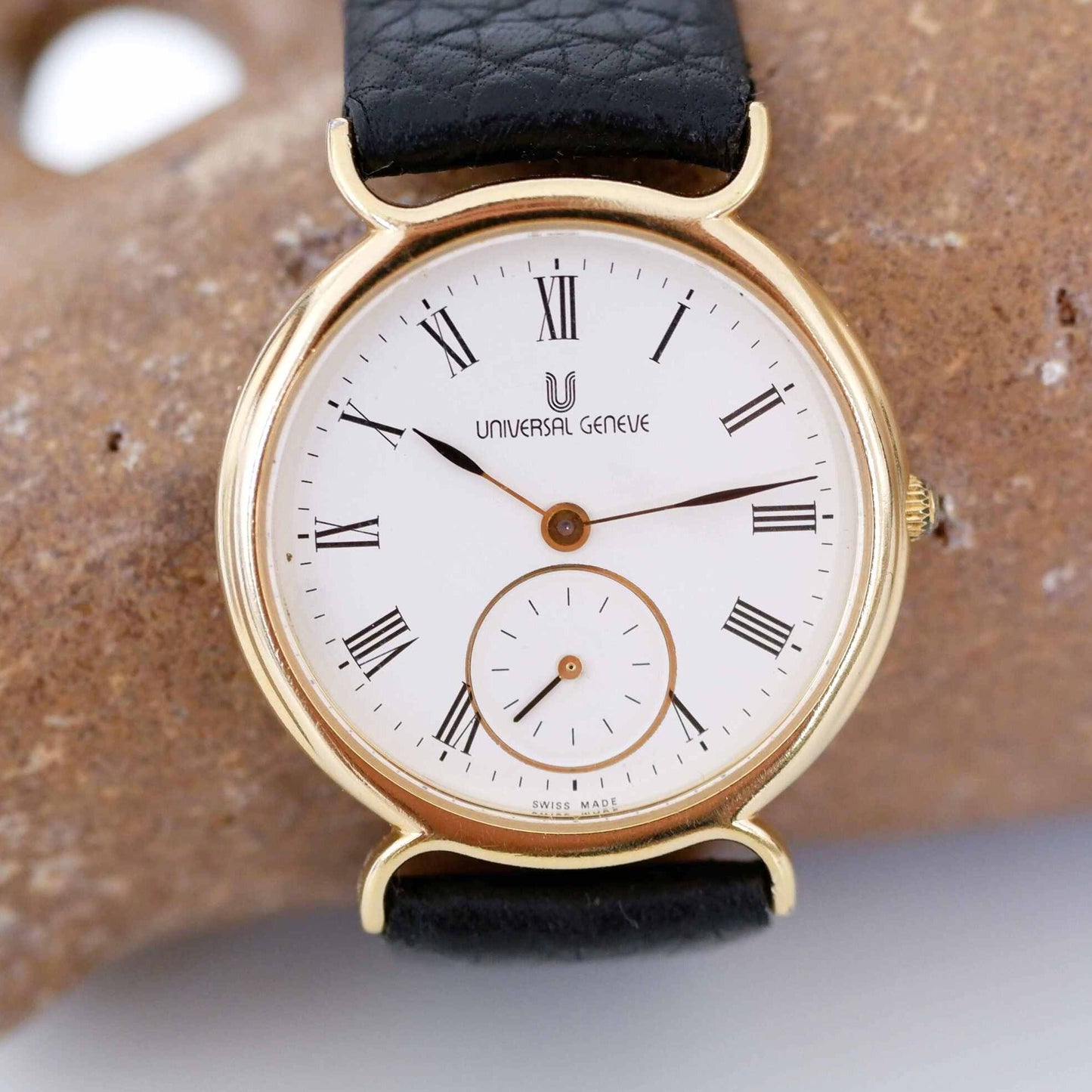 Universal Geneve Vintage Ladies Watch: 90s Golden Iconic Small Second | Third Front Side