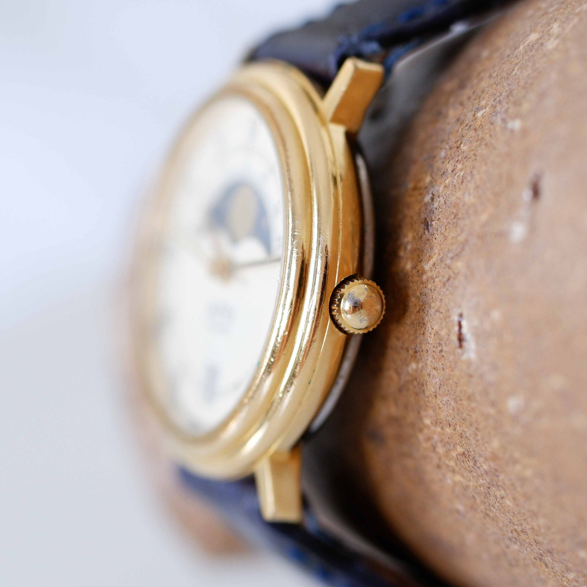 Copy of Alfex Vintage Ladies Watch: 80s Gold, Rectangular Moon Phase Style | Side View Right
