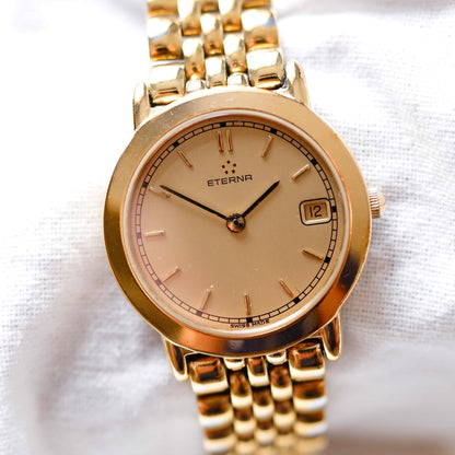 Eterna Vintage Watch: Ladies 90s Golden Iconic with Champaign Dial