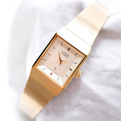 Citizen Cocktail Watch: Vintage Ladies 80s Golden Dainty with Champaign Dial