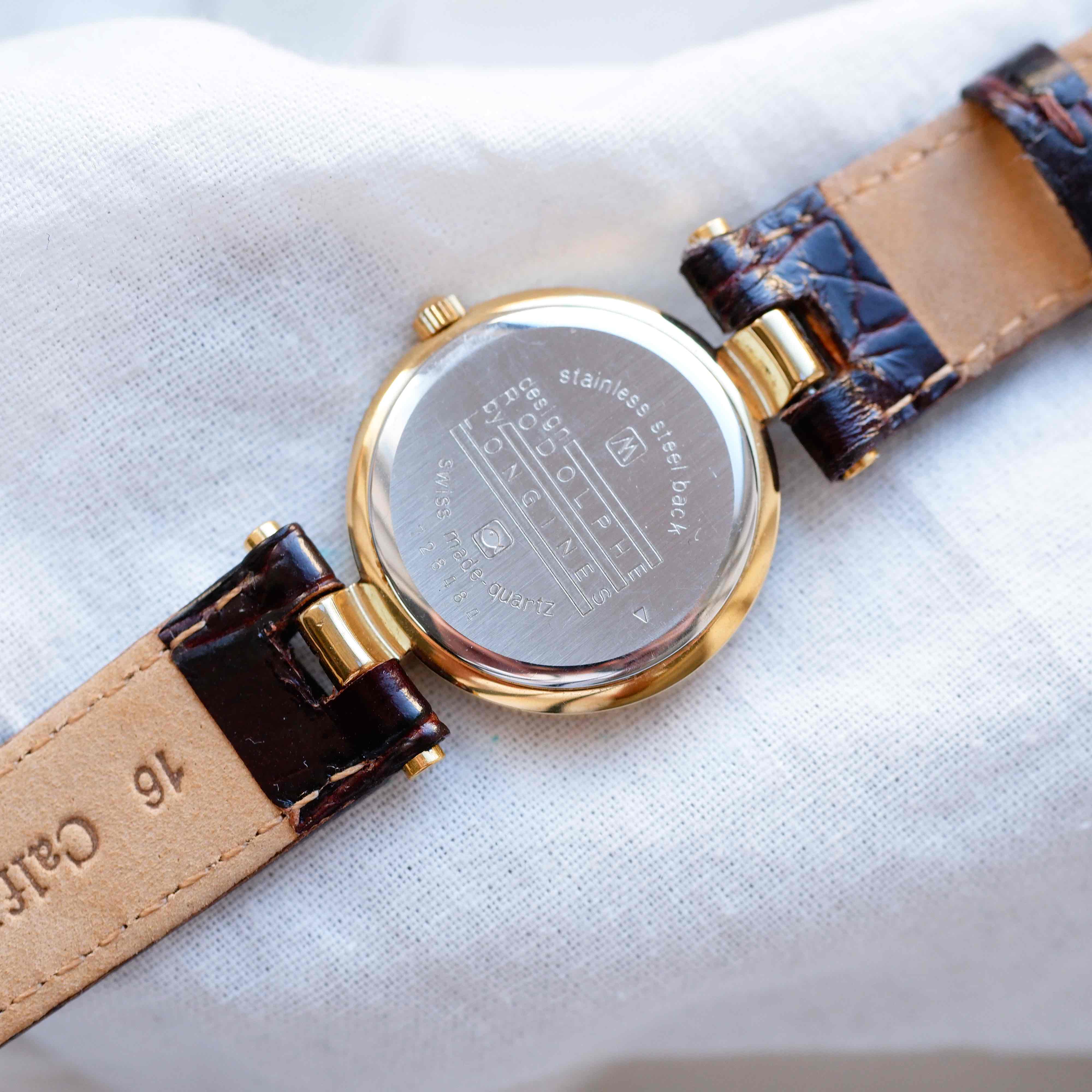 Longines Rodolphe Watch: Vintage Ladies 90s Gold and Roman