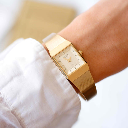 Citizen Cocktail Watch: Vintage Ladies 80s Golden Dainty with Champaign Dial