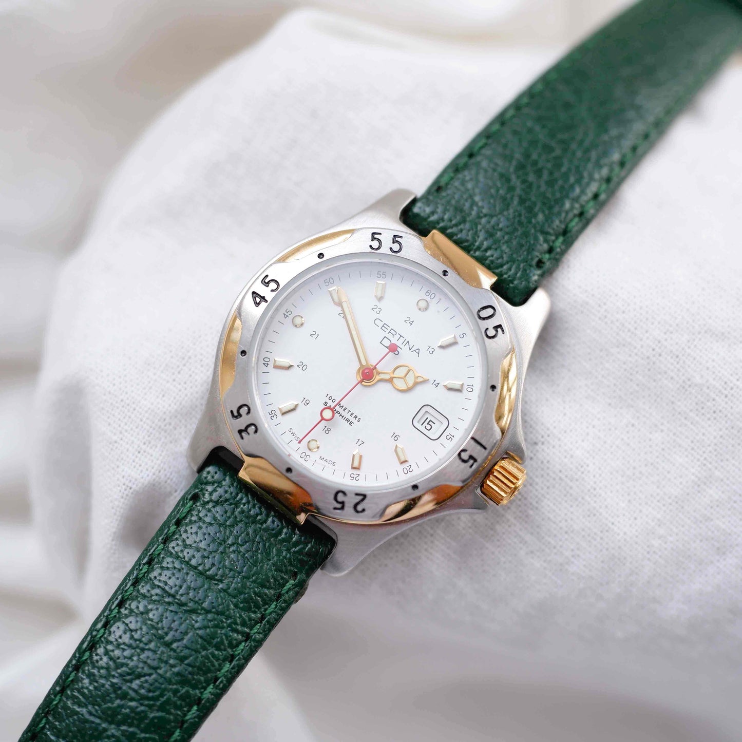 Certina DS Vintage: Ladies Watch 90s Two Tone Classic White Dial NOS