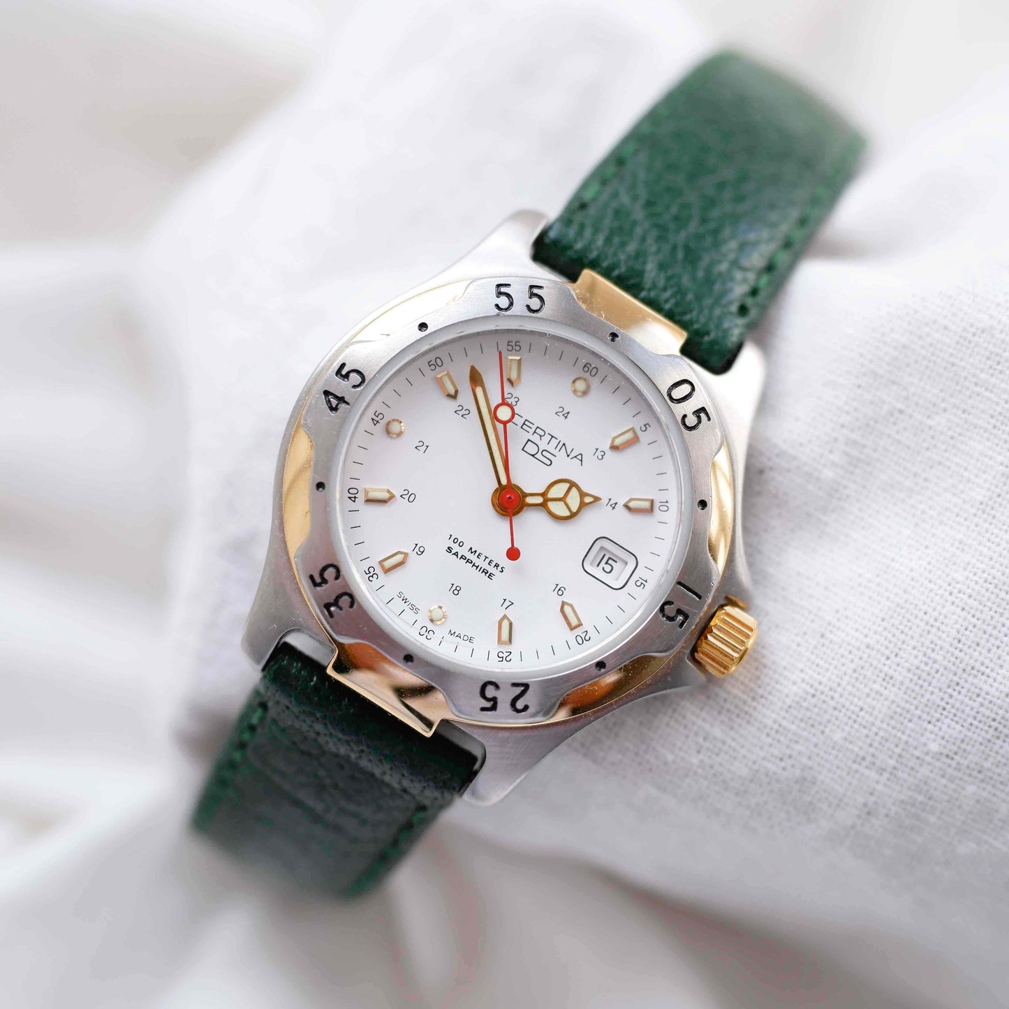 Certina DS Vintage: Ladies Watch 90s Two Tone Classic White Dial NOS