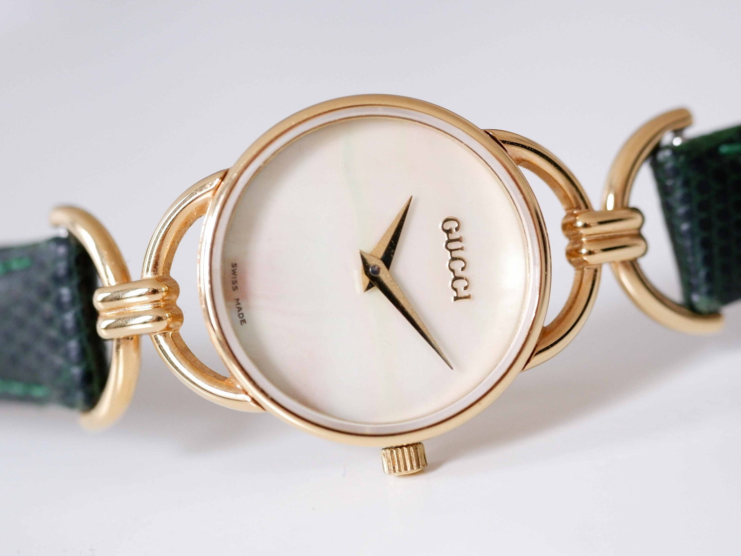Gucci 6000.2.l Vintage Ladies Watch: 90s Gold Mother of Pearl Dial
