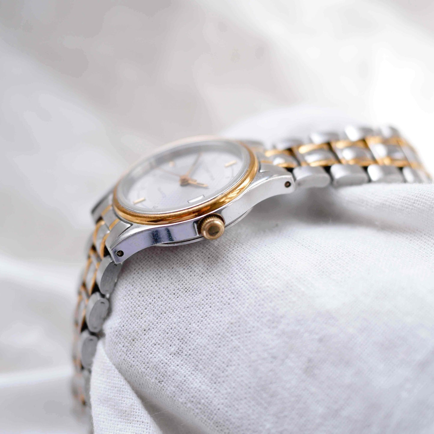 Certina Vintage Watch: Ladies 90s Two Tone Gray Structured Dial