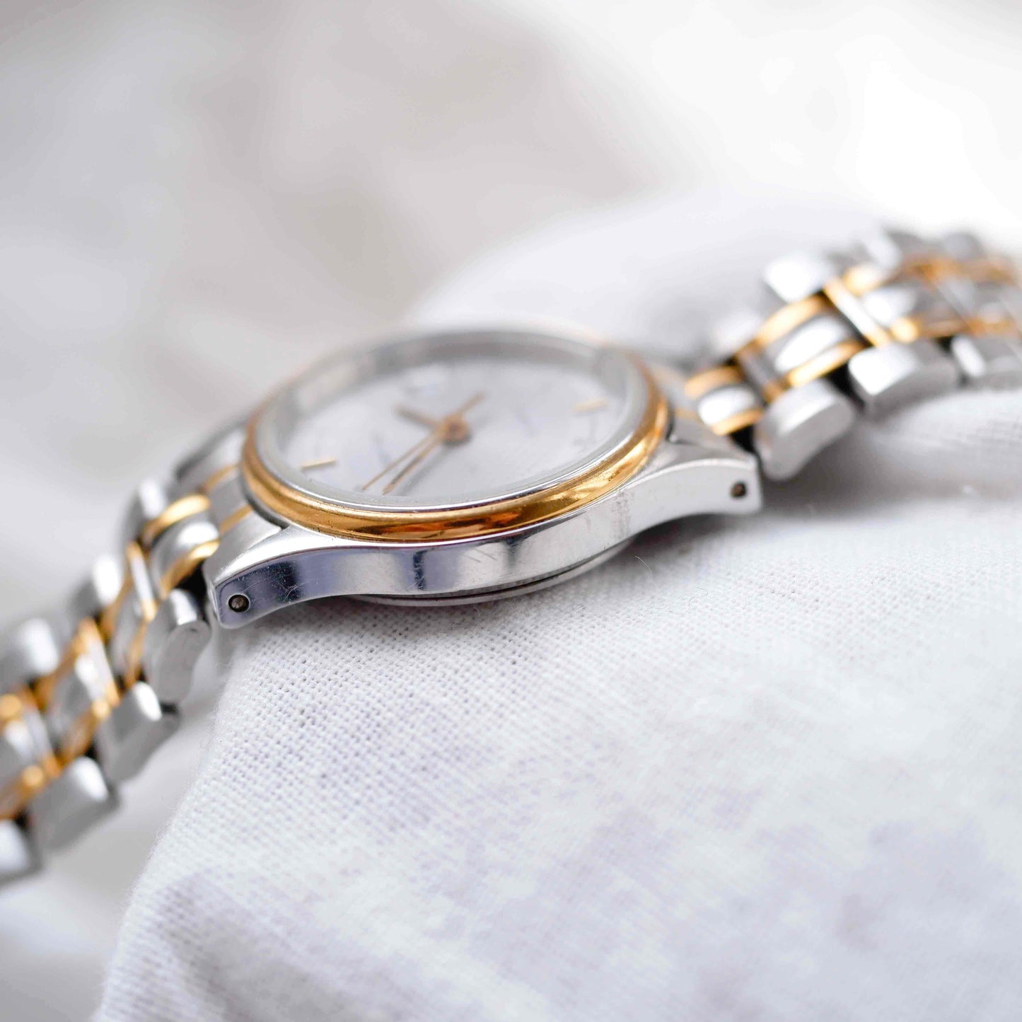 Certina Vintage Watch: Ladies 90s Two Tone Gray Structured Dial