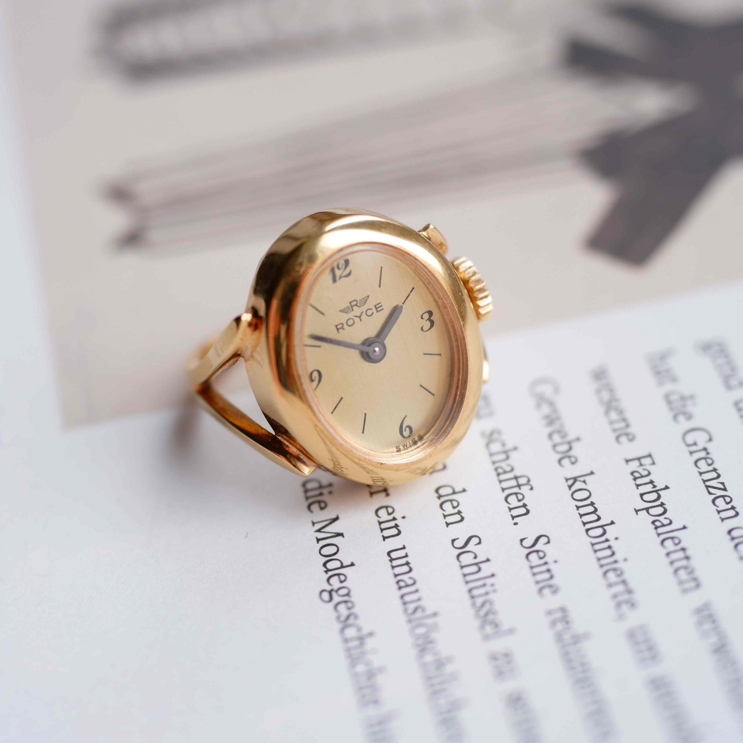 Royce Vintage Watch Ring: 60s Ladies Mechanical Golden