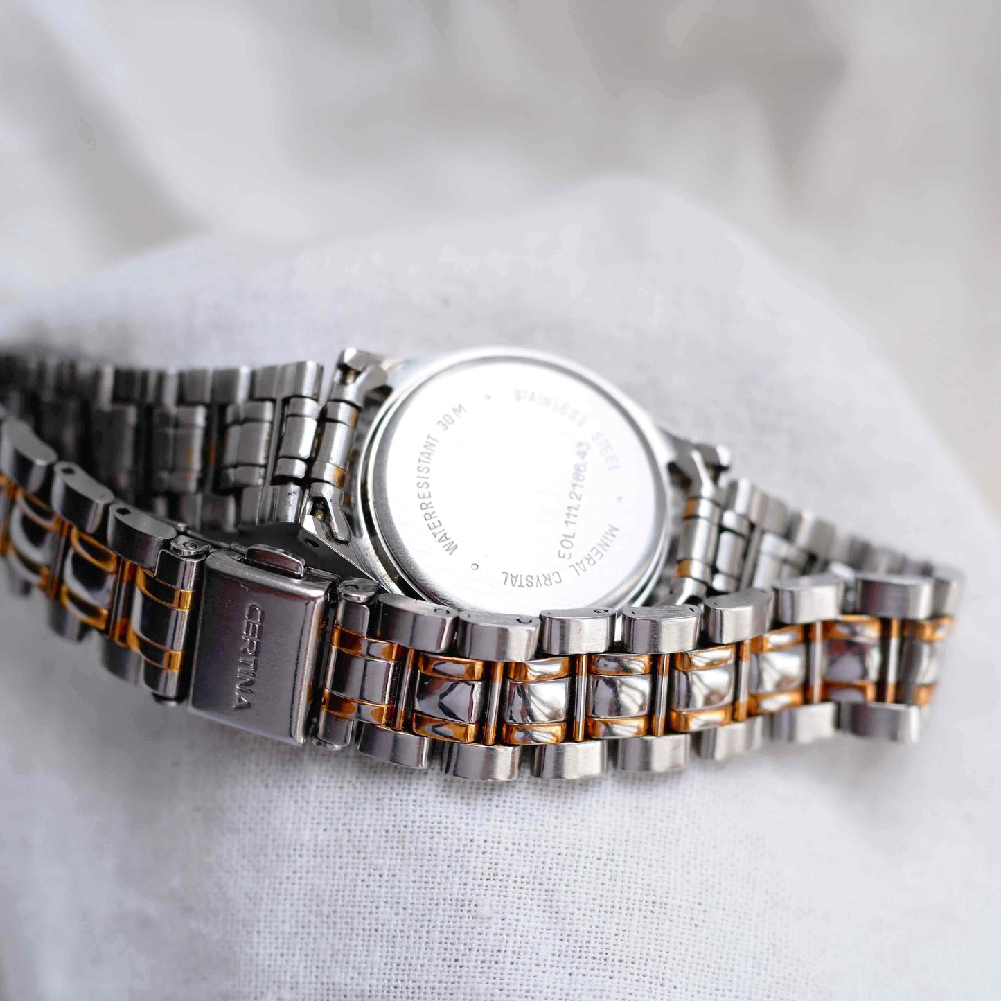 Certina Vintage Watch: Ladies 90s Two Tone Gray Structured Dial