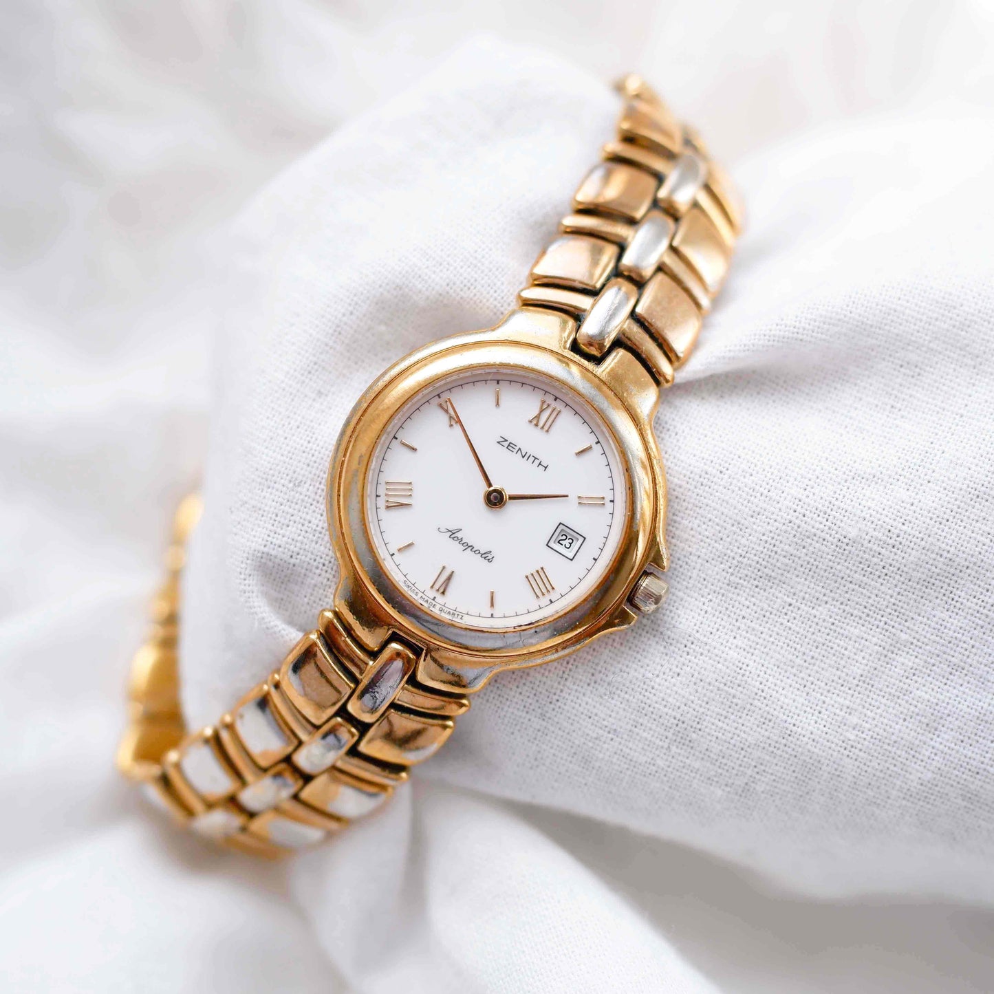 Zenith Vintage Acropolis: Ladies 80s Gold White Dial