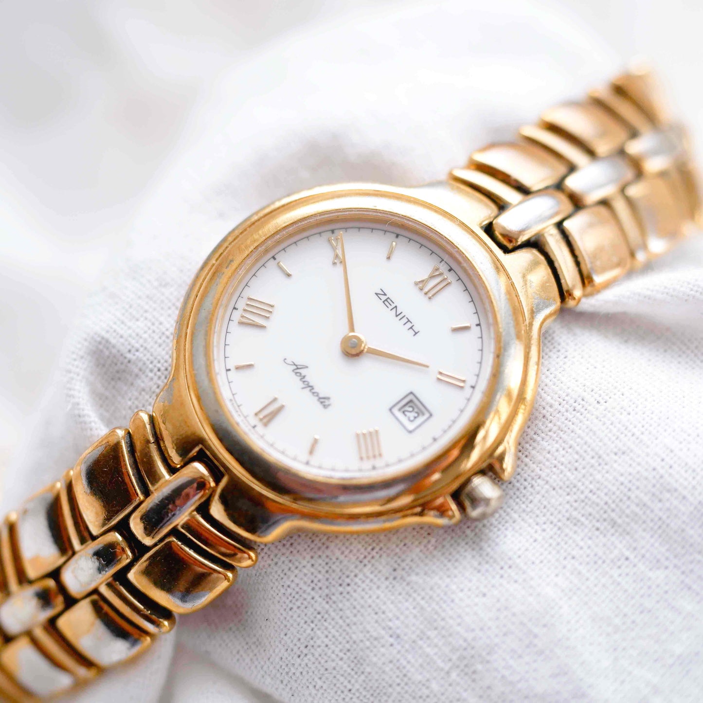 Zenith Vintage Acropolis: Ladies 80s Gold White Dial