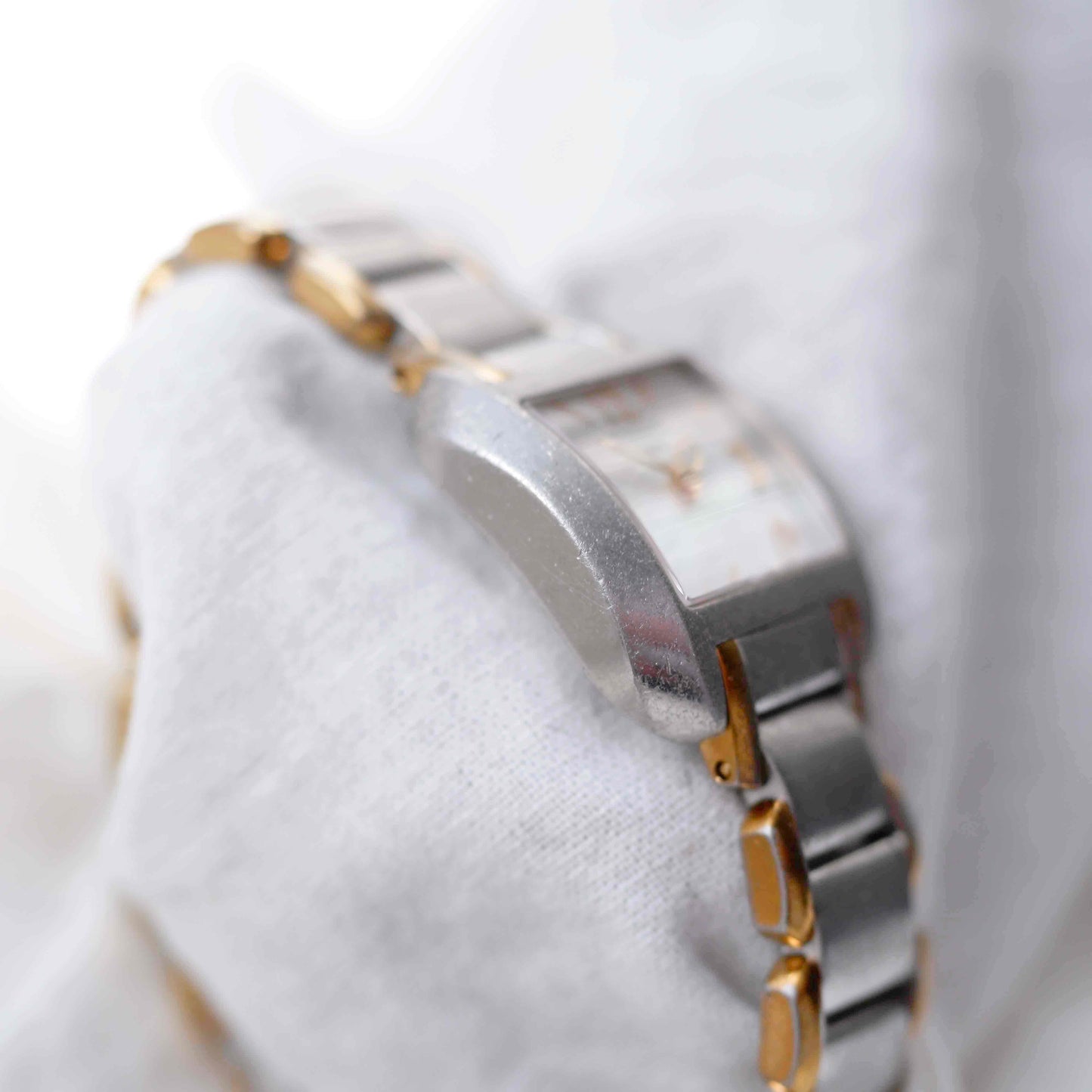 Tissot Vintage Tank Style: Ladies 90s Mother of Pearl Dial Two Tone