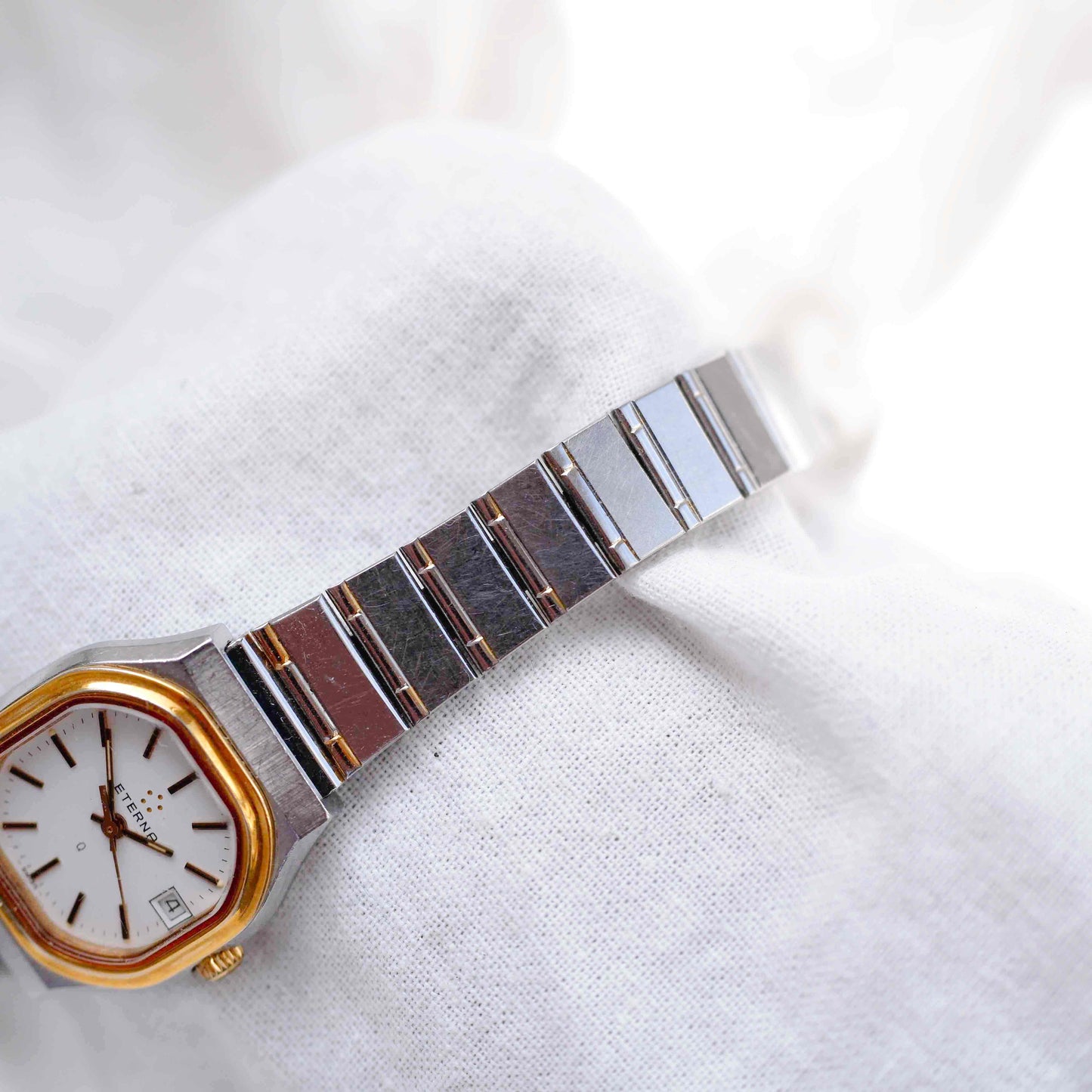 Eterna Vintage Tank Style: Ladies 80s White Dial Two Tone
