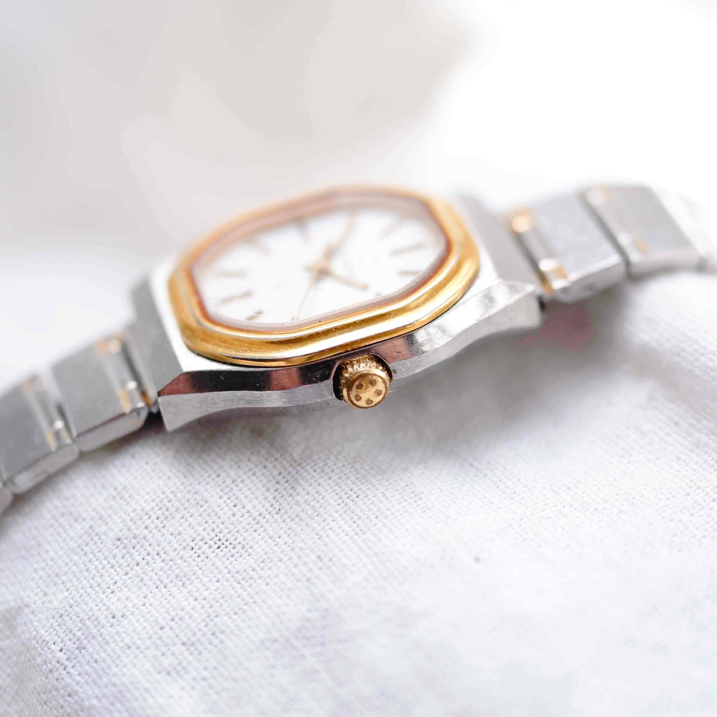 Eterna Vintage Tank Style: Ladies 80s White Dial Two Tone