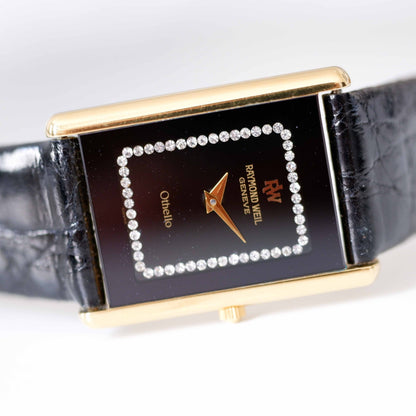 Raymond Weil Vintage Ladies Watch: 90s Gold Elegant Rectangular Style, Second Front Side