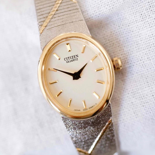 Citizen Cocktail Watch: Vintage Ladies 80s Golden Dainty with White Dial